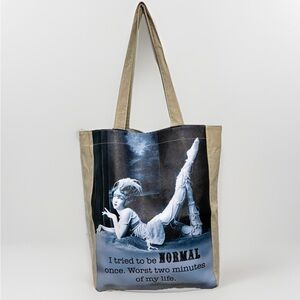 Large “I tried to be normal once” vintage style canvas tote bag